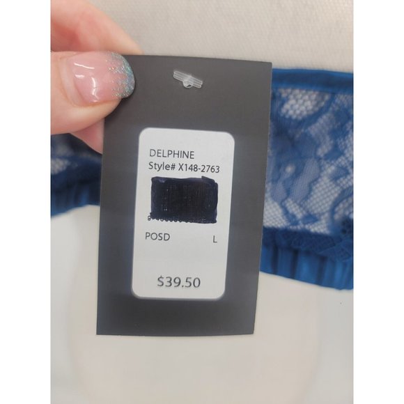 Fredericks of Hollywood Satin Lace Bralette Blue Women's Size Large NWT - Picture 7 of 7